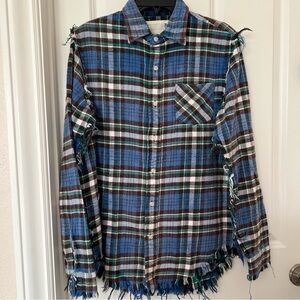 R13 flannel Shredded Seam Shirt work shirt